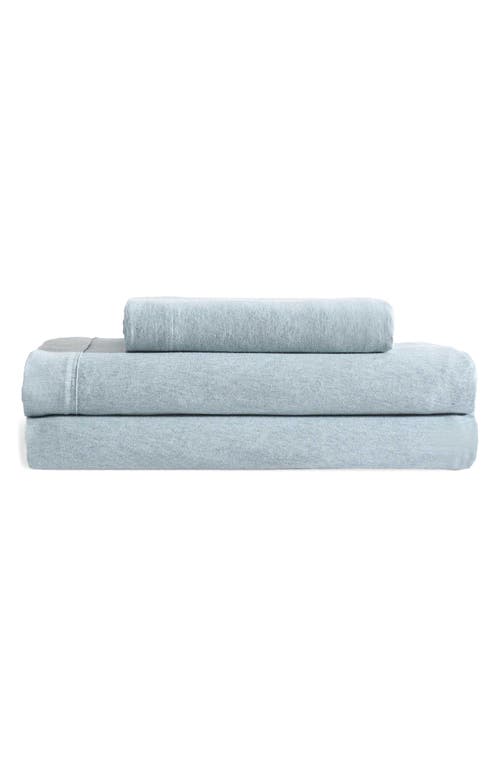 Calvin Klein Mélange Cotton Blend Jersey Sheet Set In Blue