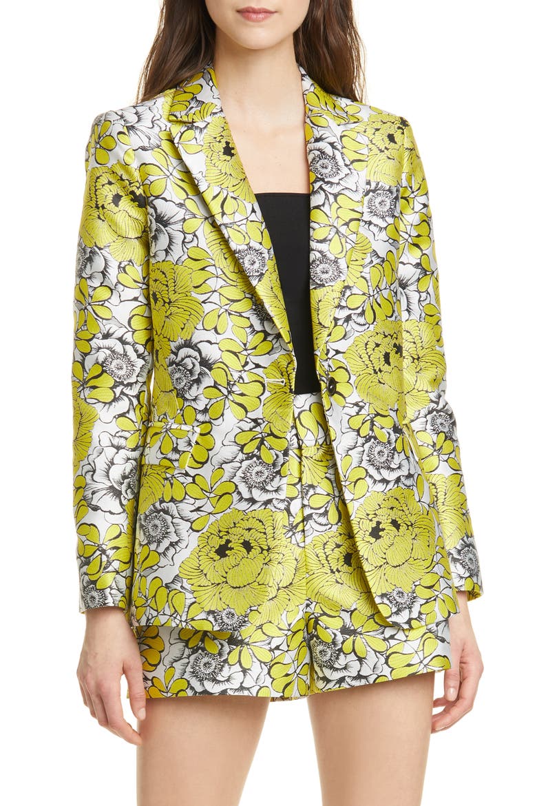 Macey Floral Fitted Blazer, Main, color, DAFFODIL/ MULTI