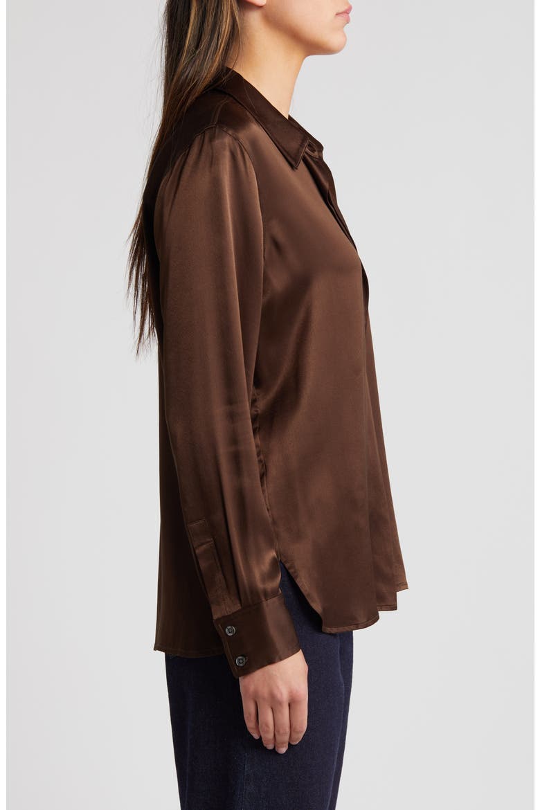 Nissa Satin Button-Up Shirt, Alternate, color, MOSS