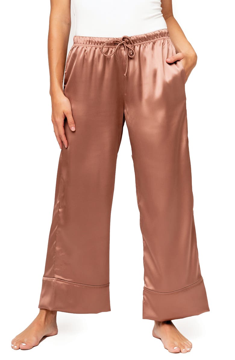 GIBSONLOOK Luxe Lounge Silky Satin Sleep Pants, Main, color, Rosewood