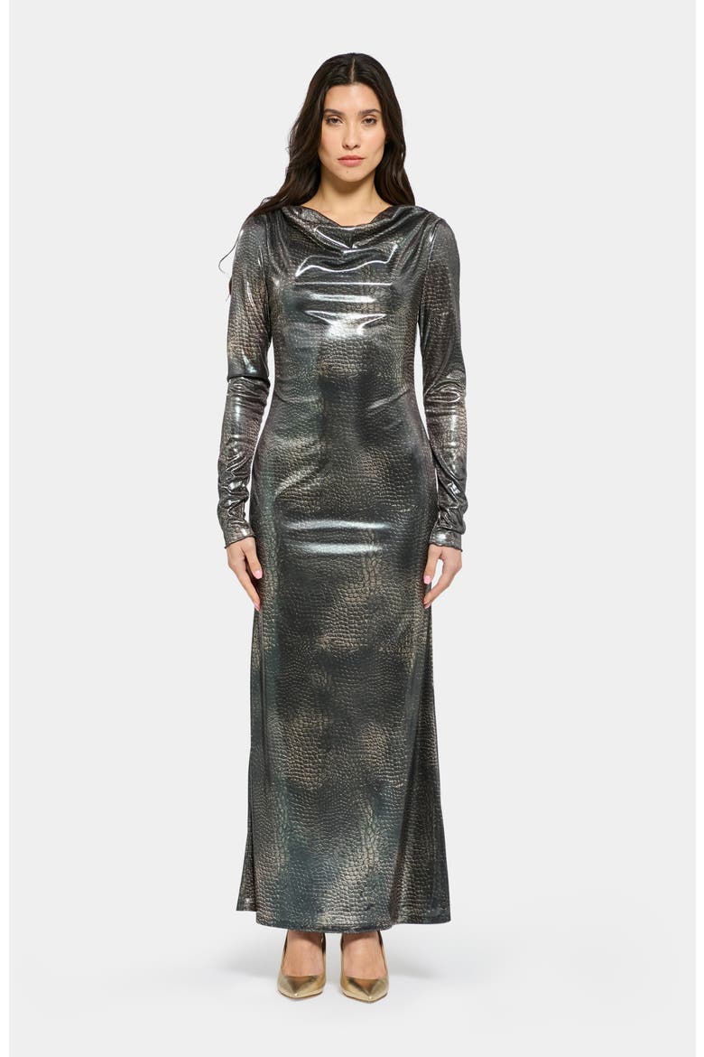 Alasia Dress, Main, color, Silver Print