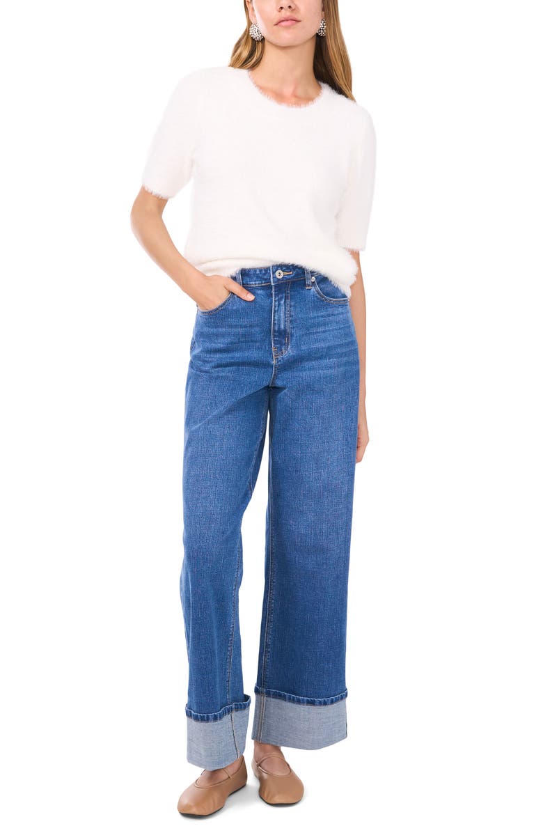 1.STATE Eyelash Knit Short Sleeve Sweater, Alternate, color, 
