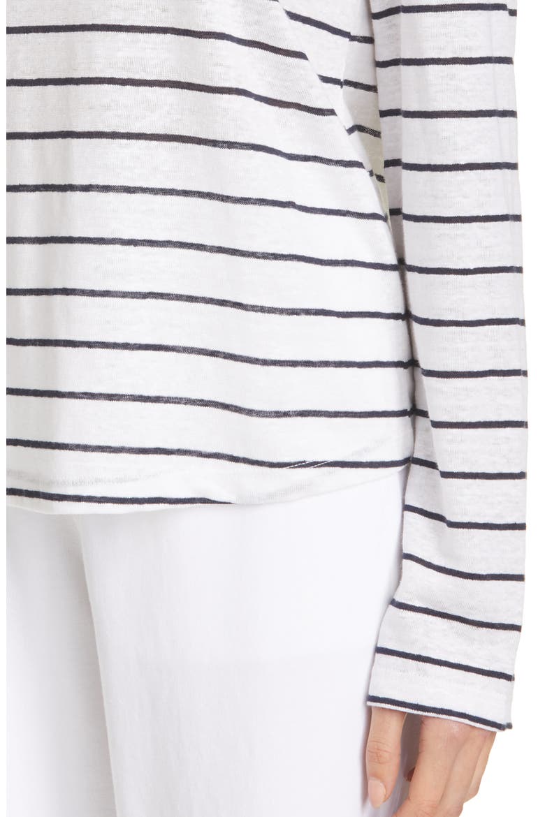 Camuto Breton Stripe Long Sleeve Boat Neck Top, Alternate, color, OPTIC WHITE/ COASTAL