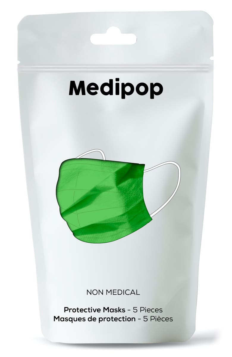 Medipop 5-Pack Adult Disposable Pleated Face Masks, Alternate, color,
