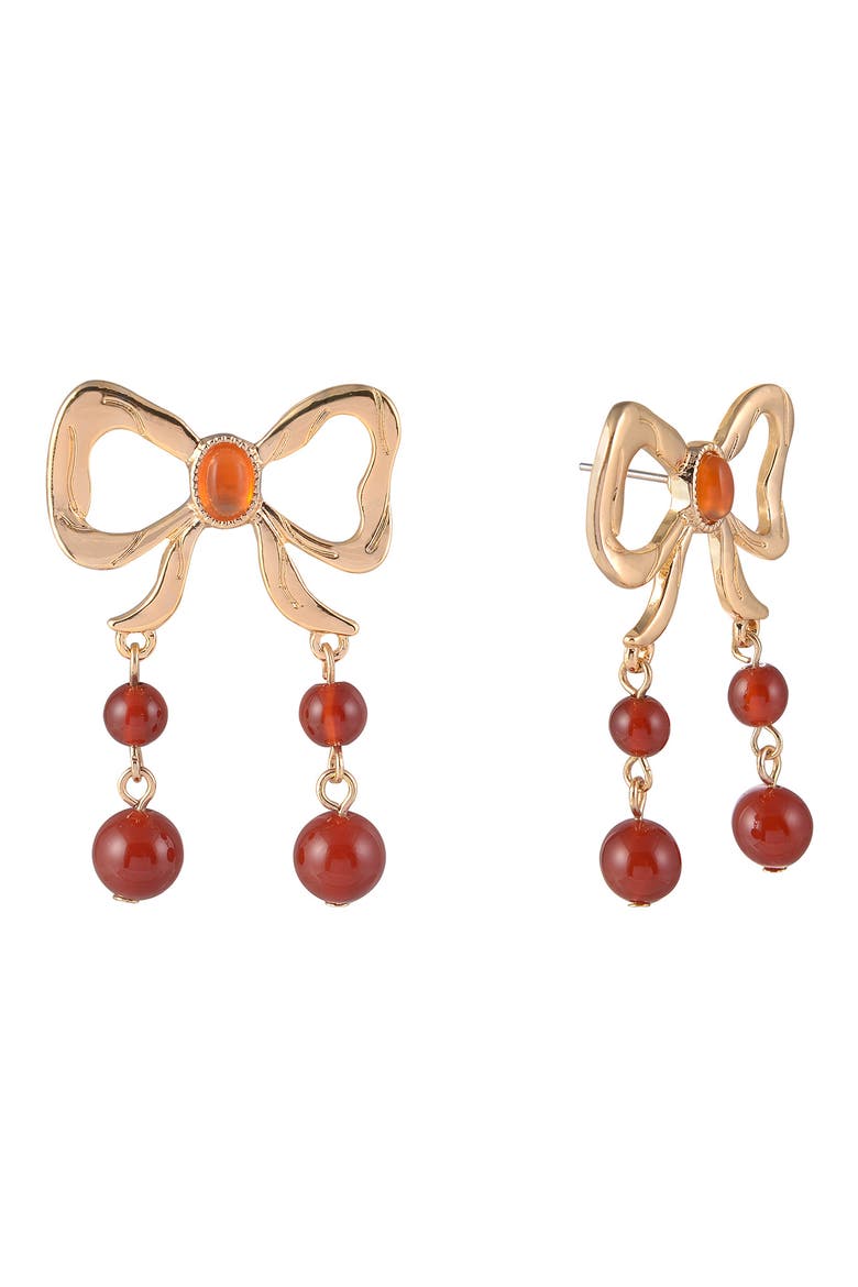Bow Drop Earrings, Alternate, color, RED