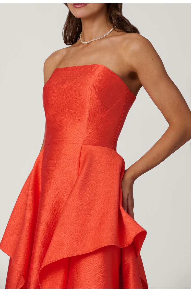 Shoshanna Midnight Pebbled Mikado Pippa Dress, Alternate, color, Poppy