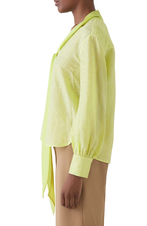 Lk Bennett Maggie Tie Neck Top In Green