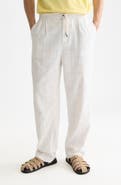 Scotch & Soda Pleated Relaxed Straight Fit Cotton & Linen Blend Pants