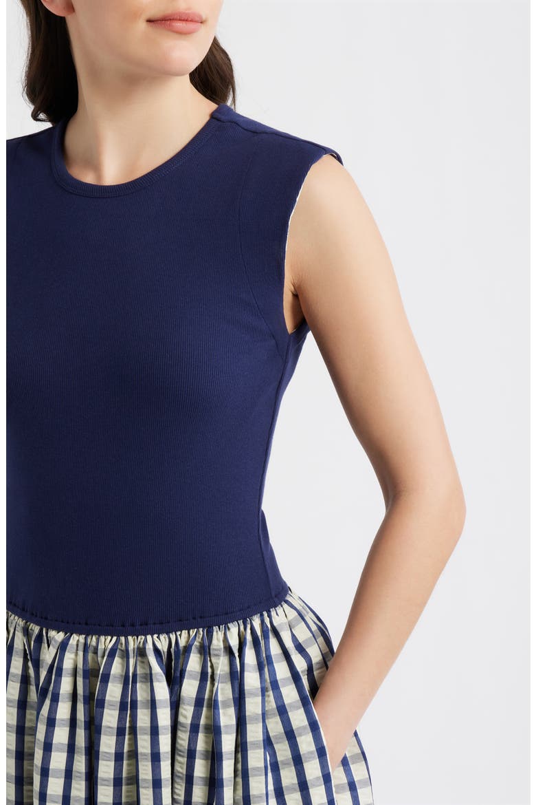 Daphne Sleeveless Midi Dress, Alternate, color, BLUE CHECK