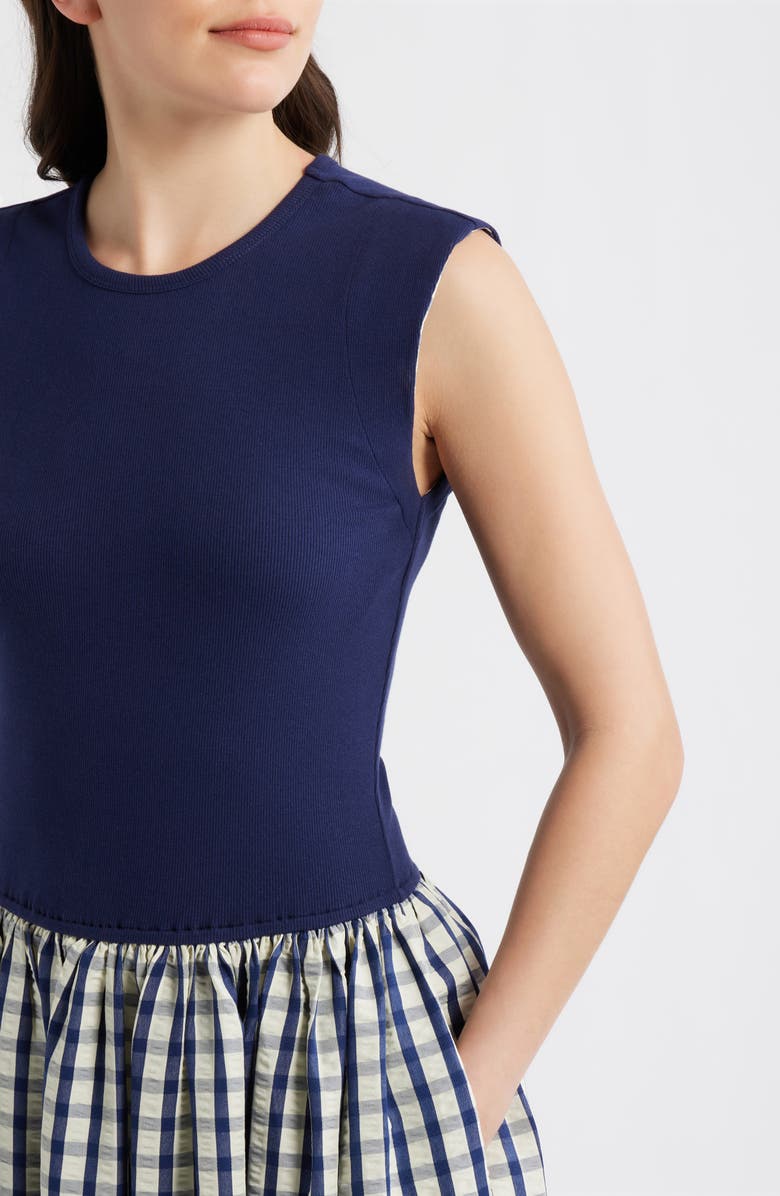 Brave+True Daphne Sleeveless Midi Dress, Alternate, color, Blue Check