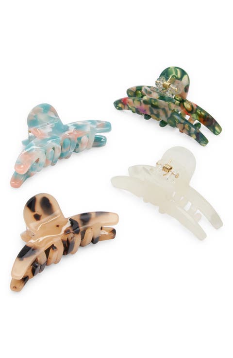 Assorted 4-Pack Mini Jaw Hair Clips