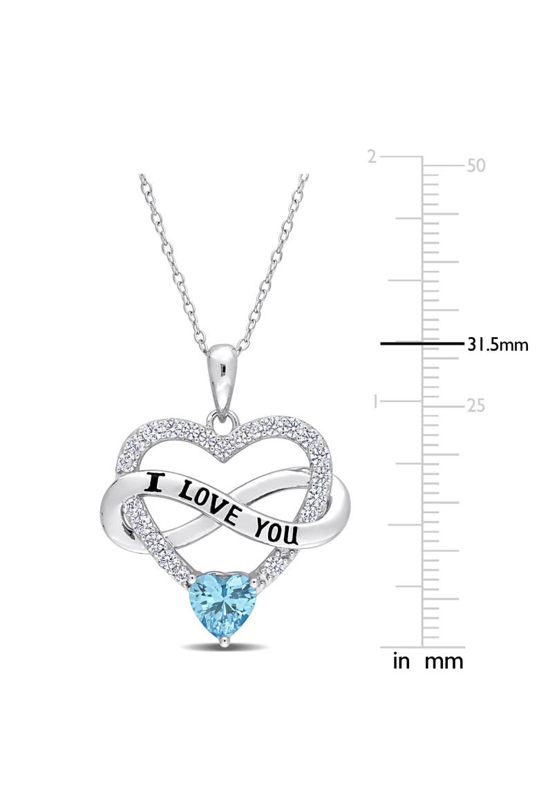 Color Zirconia Infinity Heart Necklace, Alternate, color, Light Blue CZ