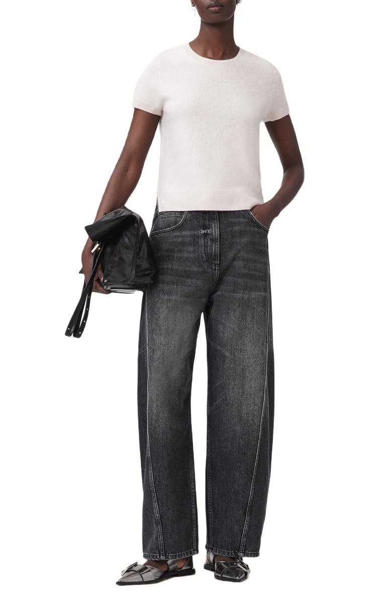 AllSaints Rebel Short Sleeve Cashmere Sweater, Alternate, color, Sheer Pink