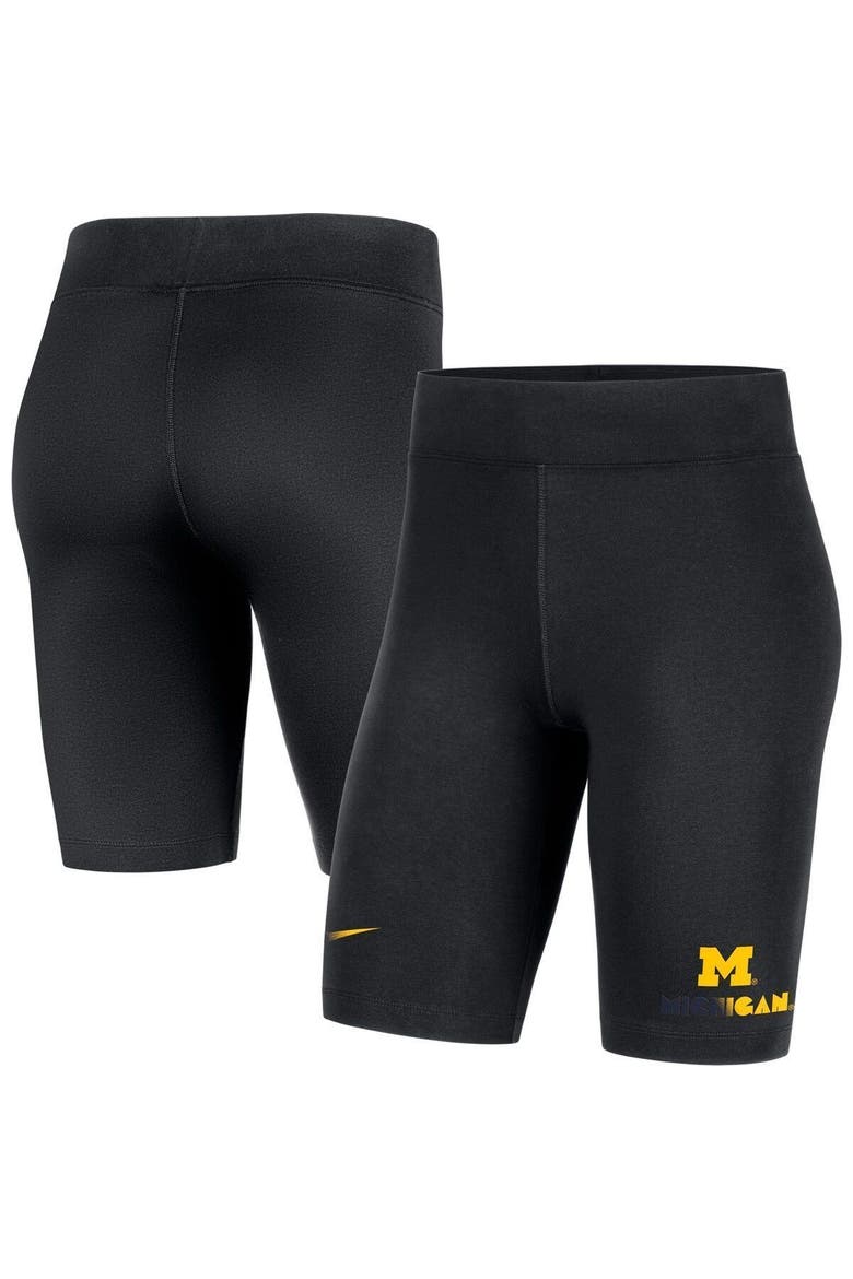 Women's Nike Black Michigan Wolverines Essential Tri-Blend Bike Shorts, Alternate, color, Black