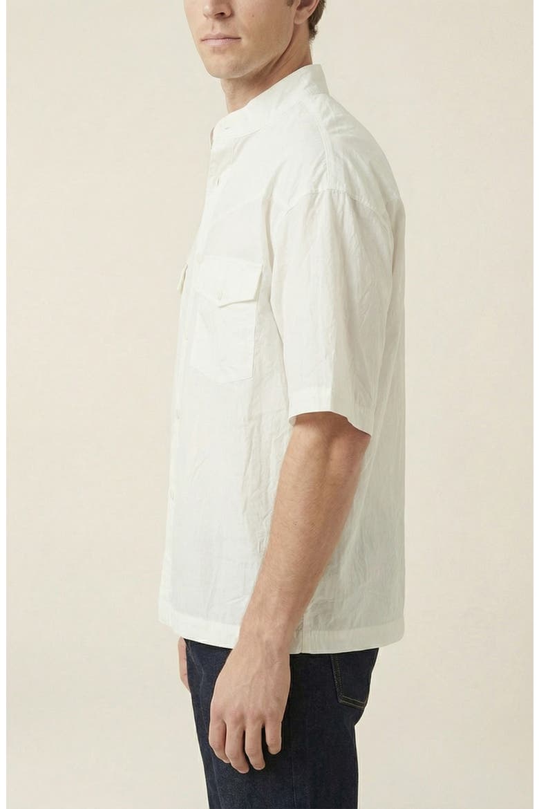 Stand Collar Short Sleeve Shirt, Alternate, color, Off-White
