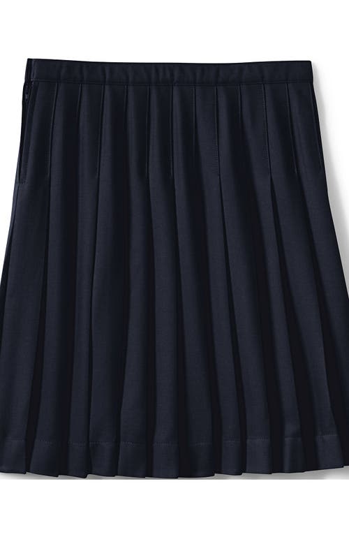 Lands' End School Uniform Girls Solid Pleated Skirt Below The Knee In Classic Navy