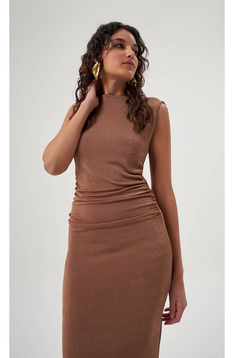 Mizalle MZL Sleeveless Gathered Dress, Alternate, color, Beige