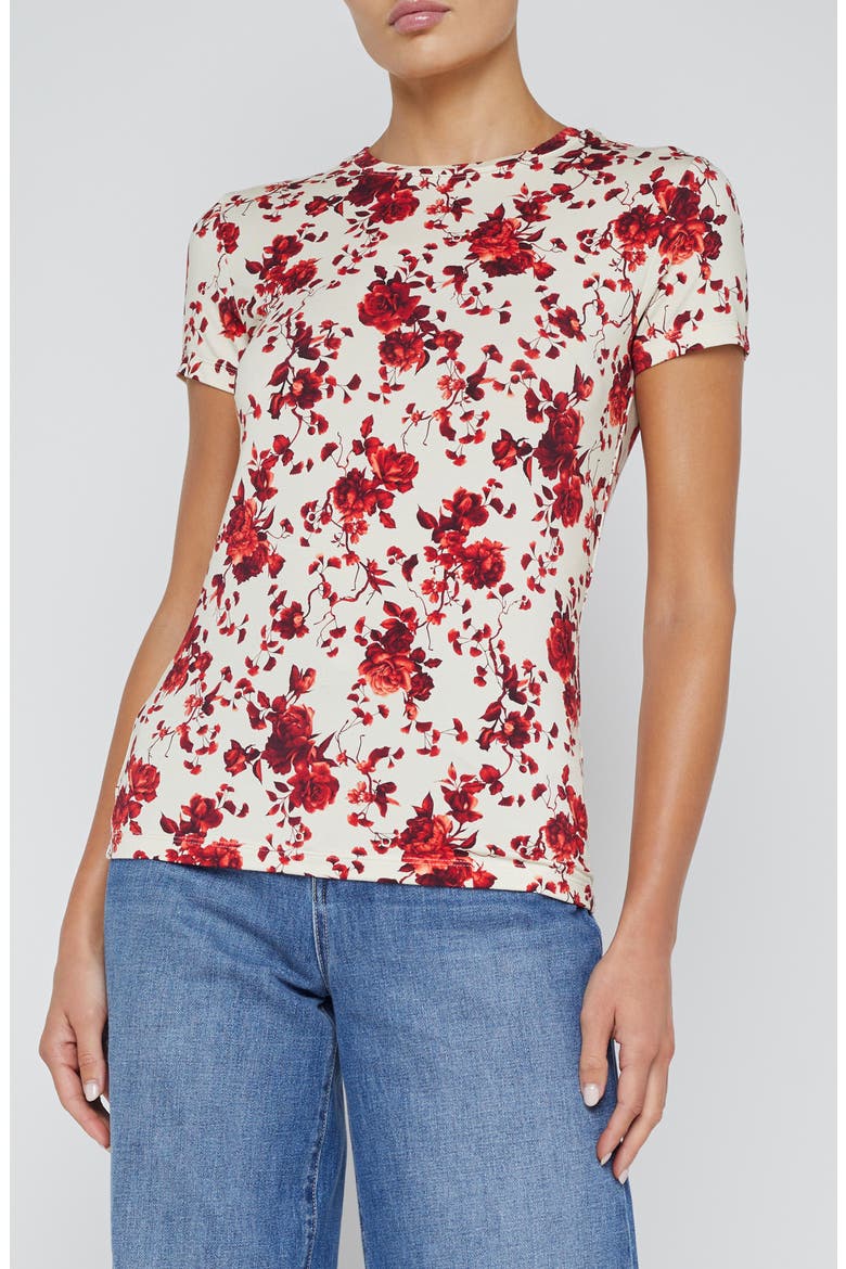 Ikebana Floral Print Top, Main, color, IVORY/ RED IKEBANA