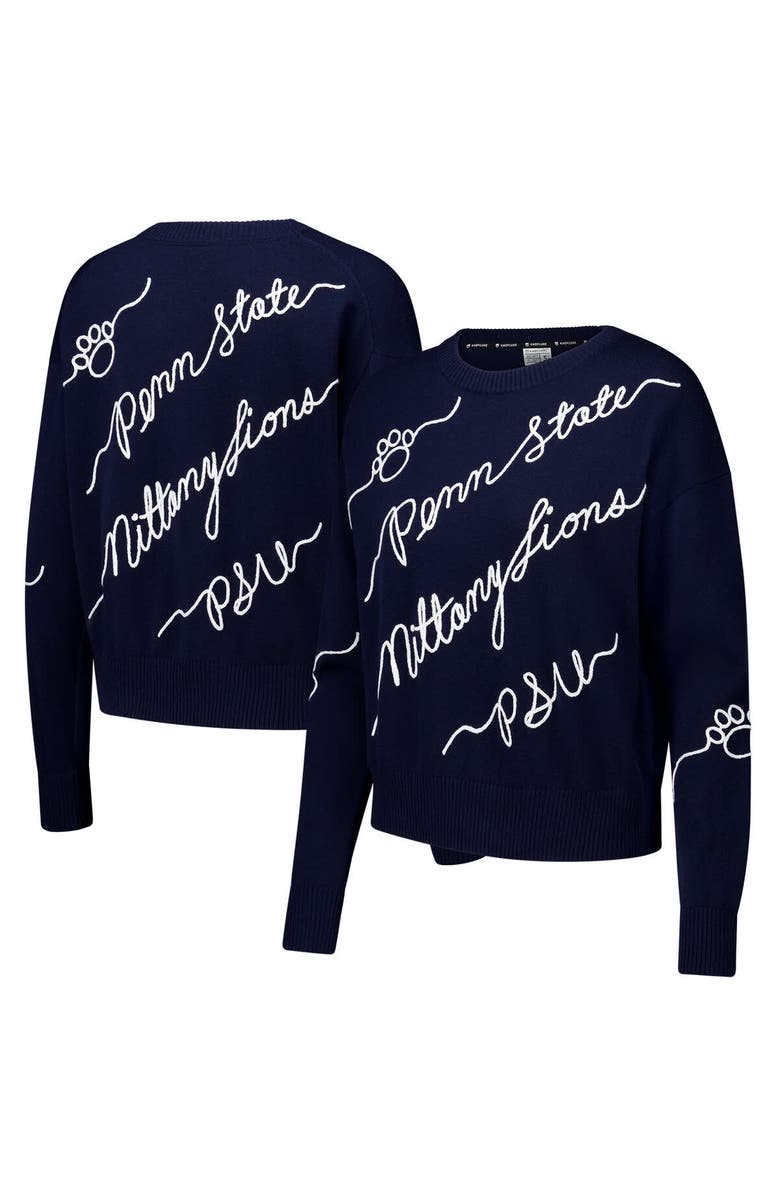 KADYLUXE Women's Navy Penn State Nittany Lions Love Note Embroidered Sweater, Main, color, Navy