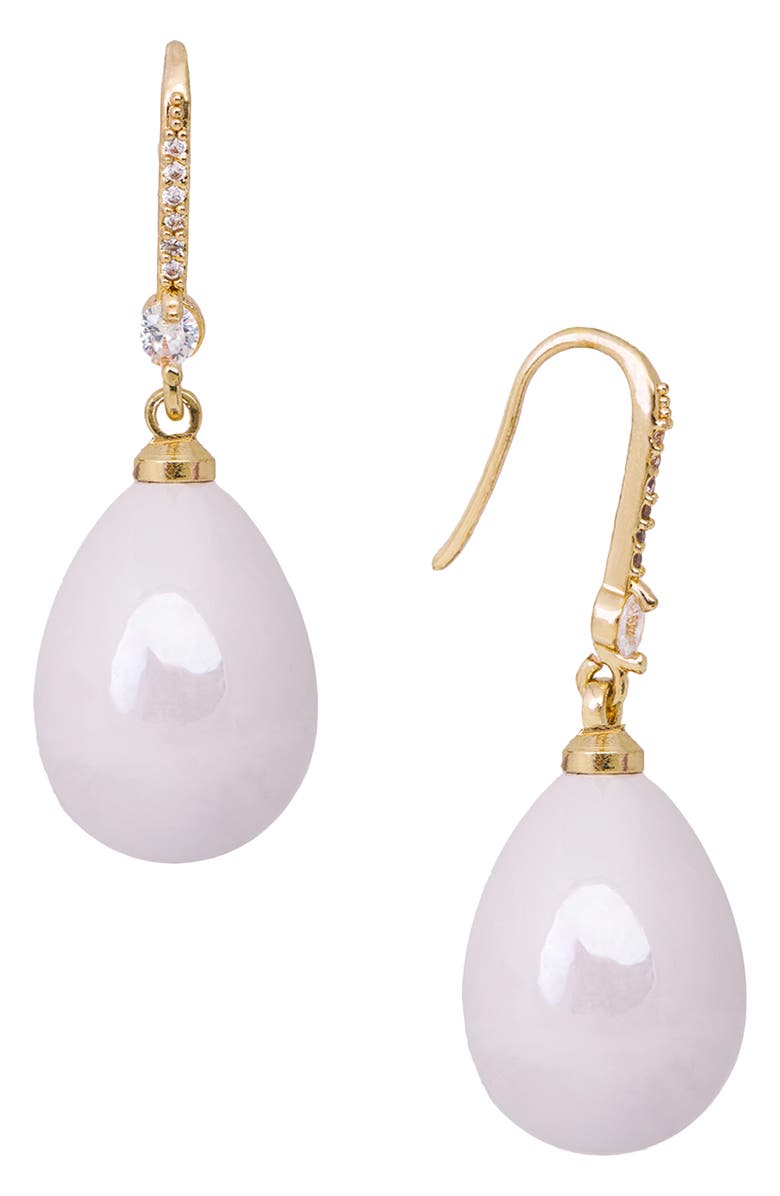 SAACHI Faux Pearl Crystal Dangle Earrings, Alternate, color, Ivory