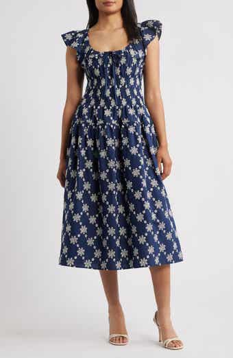 Mila Mae Embroidered Flutter Sleeve Cotton Sundress