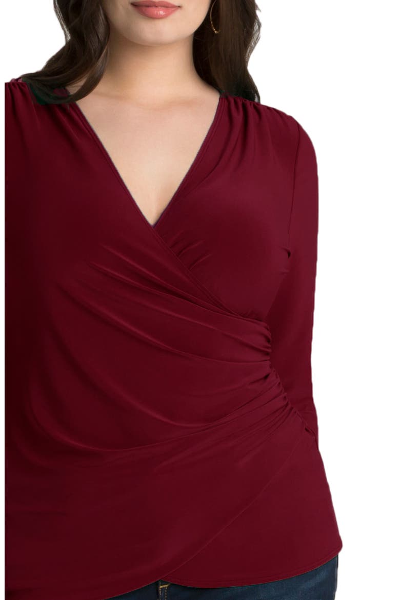 Faux Wrap Top, Alternate, color, BURGUNDY