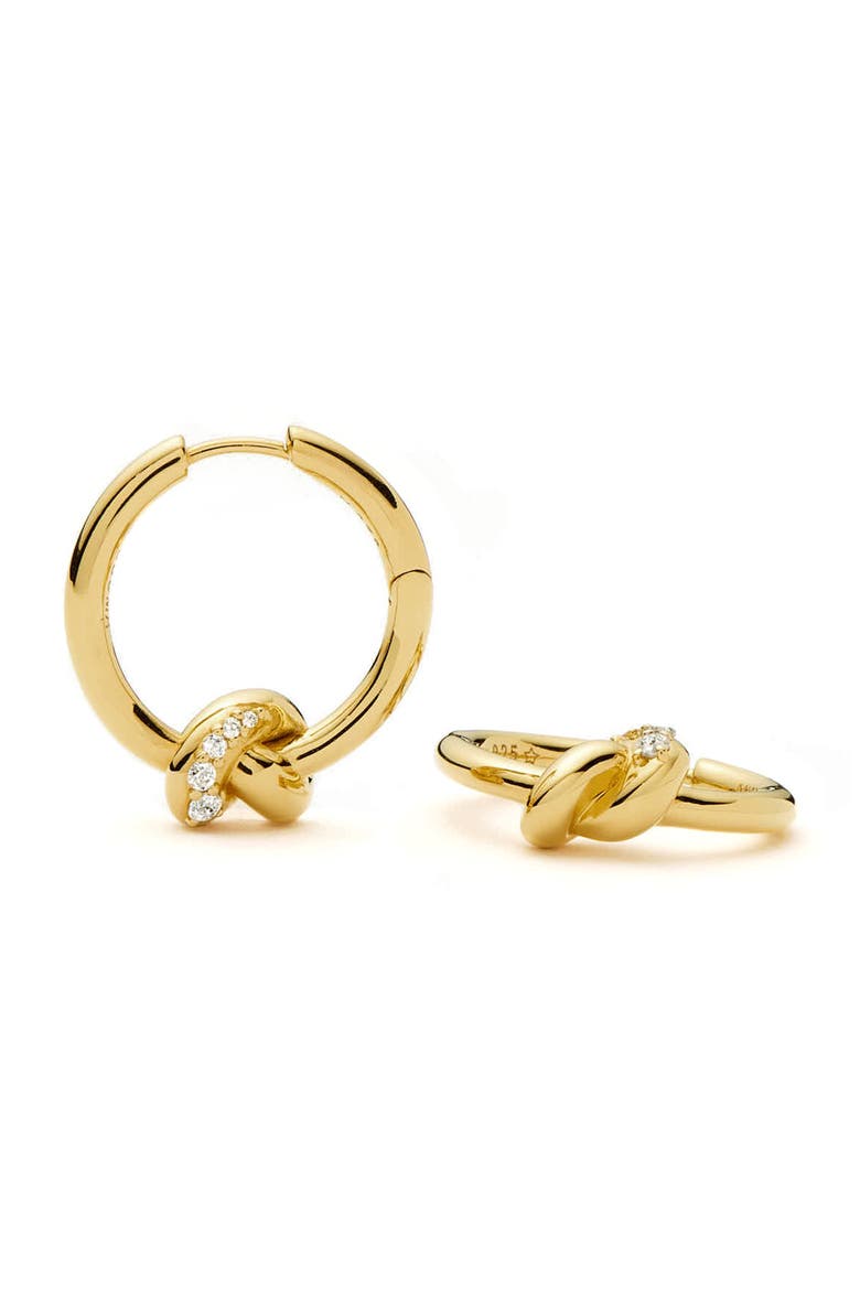x Lucy Williams Small Pavé Knot Hoop Earrings, Main, color, GOLD