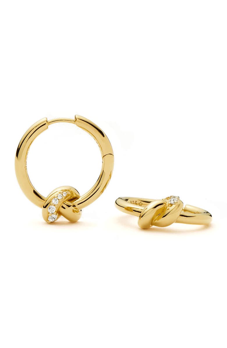 Missoma x Lucy Williams Small Pavé Knot Hoop Earrings, Main, color, Gold