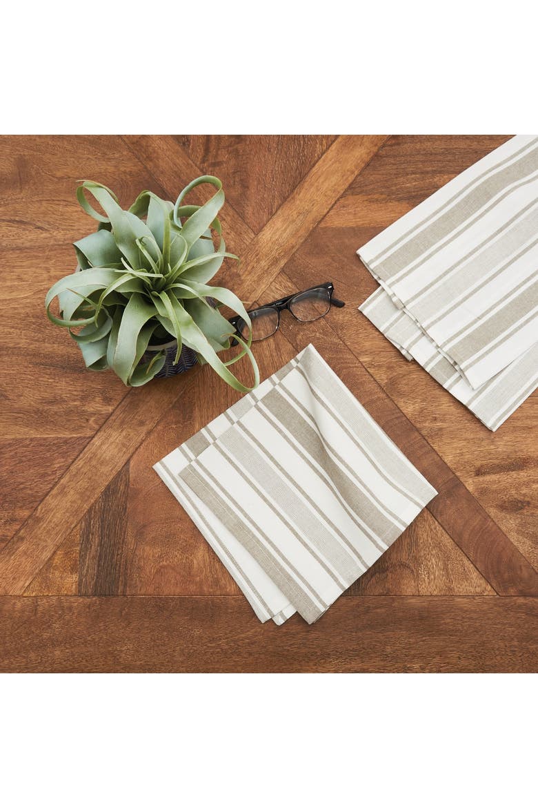 Chandler Stripe Clay Cloth Napkin, Set of 6, Alternate, color, Brown