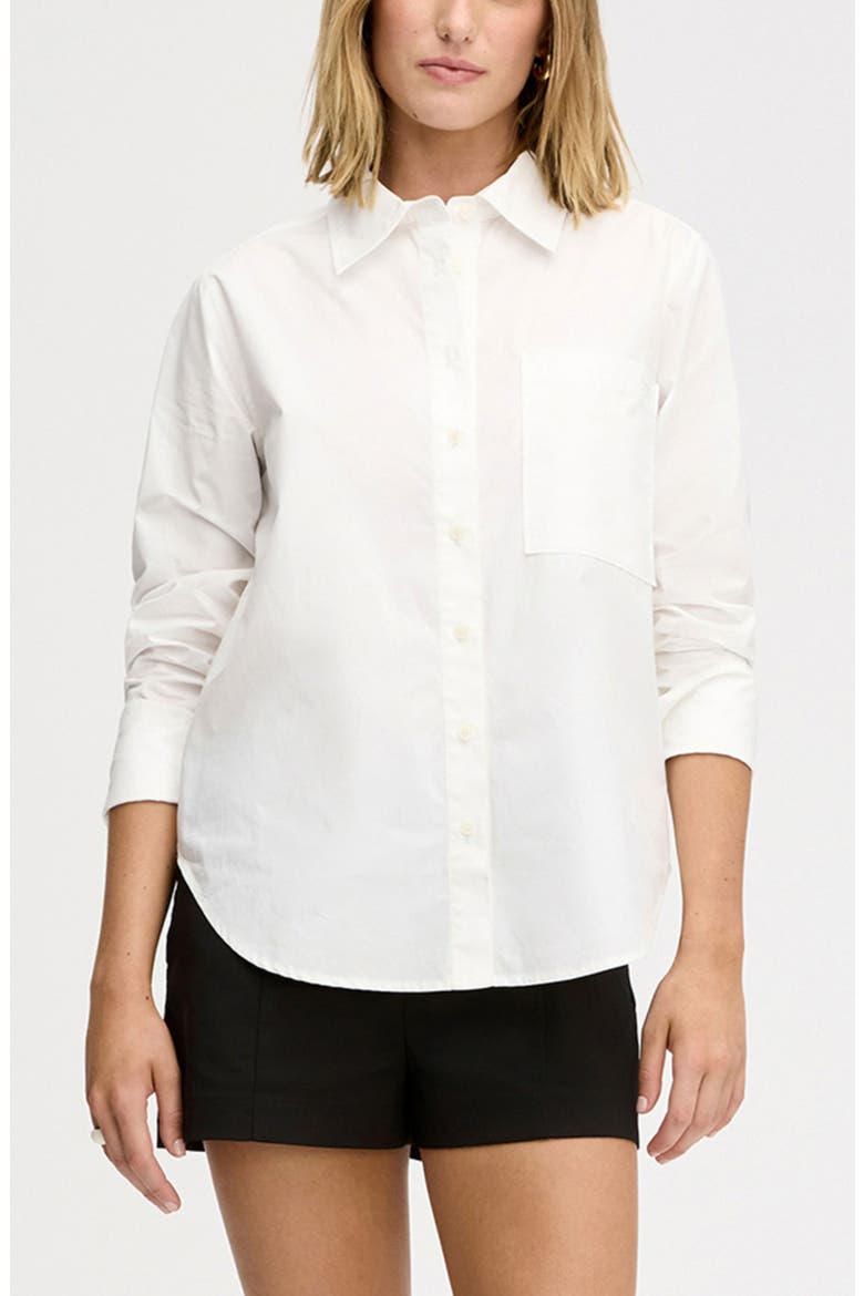 Side Button Cotton Poplin Button-Up Shirt, Alternate, color, BRIGHT WHITE