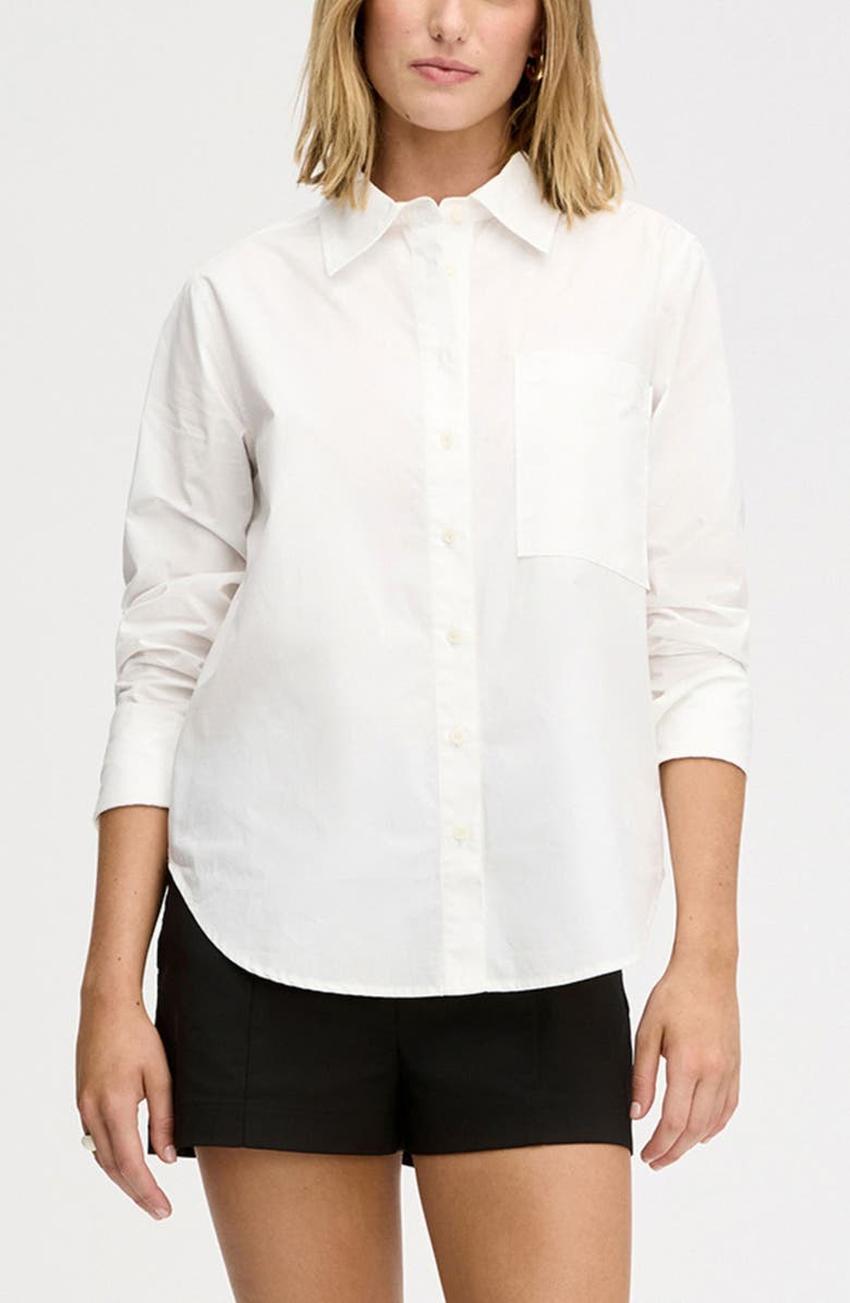 Sam Edelman Side Button Cotton Button-Up Shirt, Alternate, color, Bright White