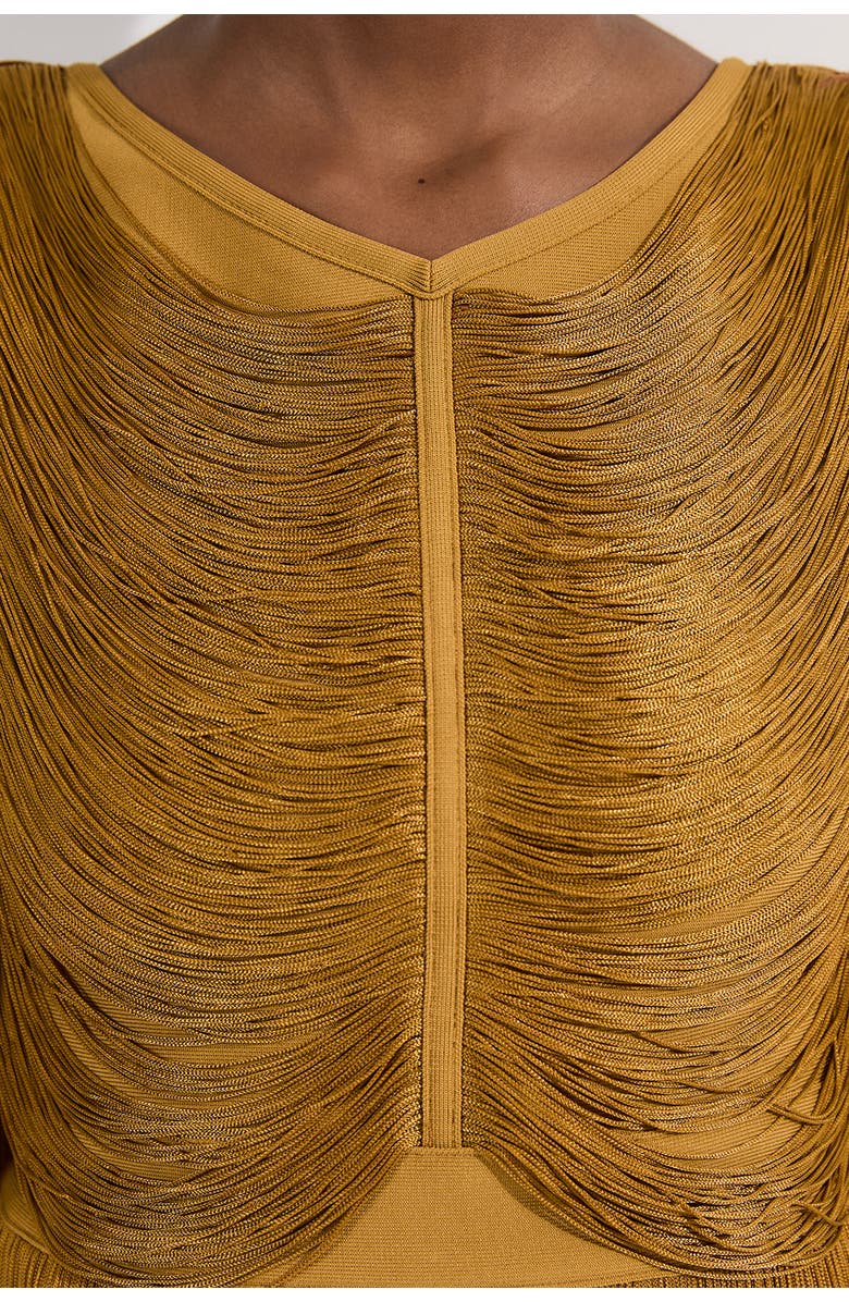 Karen Millen Draped Fringe Knitted Top, Alternate, color, Chartreuse