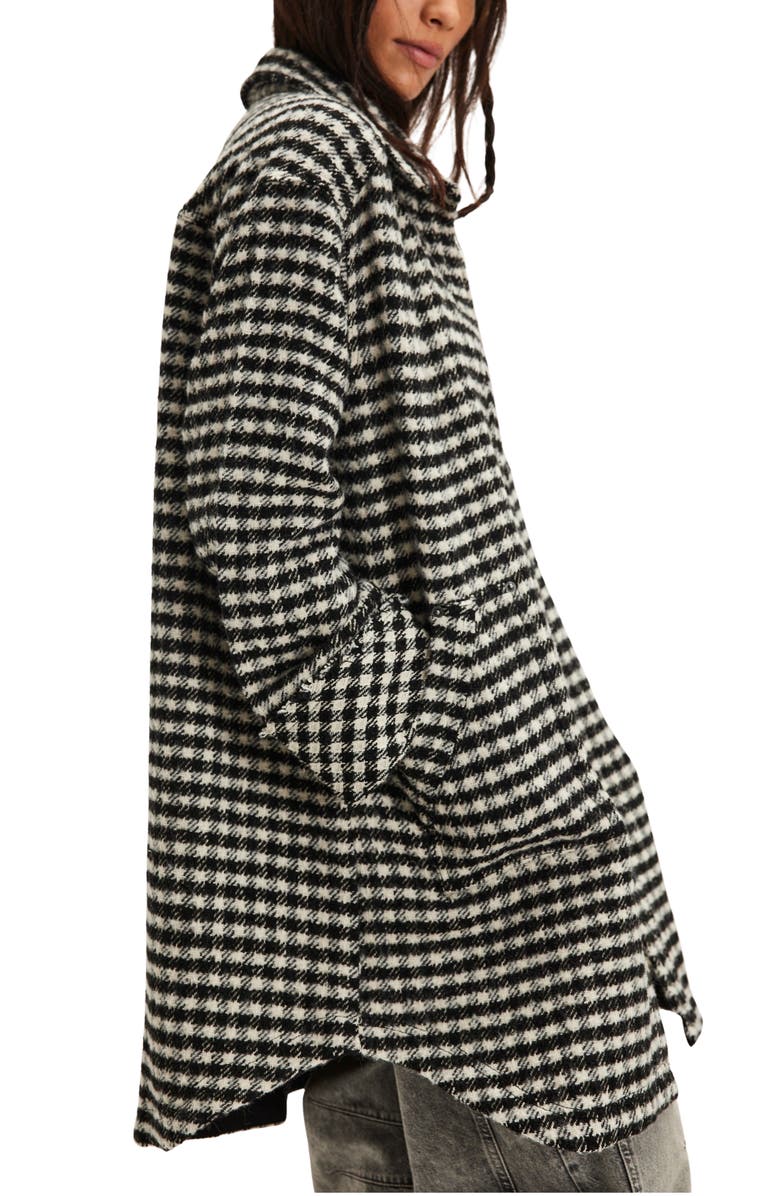 Free People We the Free Get Around Houndstooth Long Shirt Jacket, Alternate, color, Black And White