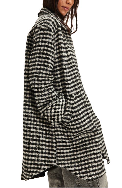 Free People We The Free Get Around Houndstooth Long Shirt Jacket In Black