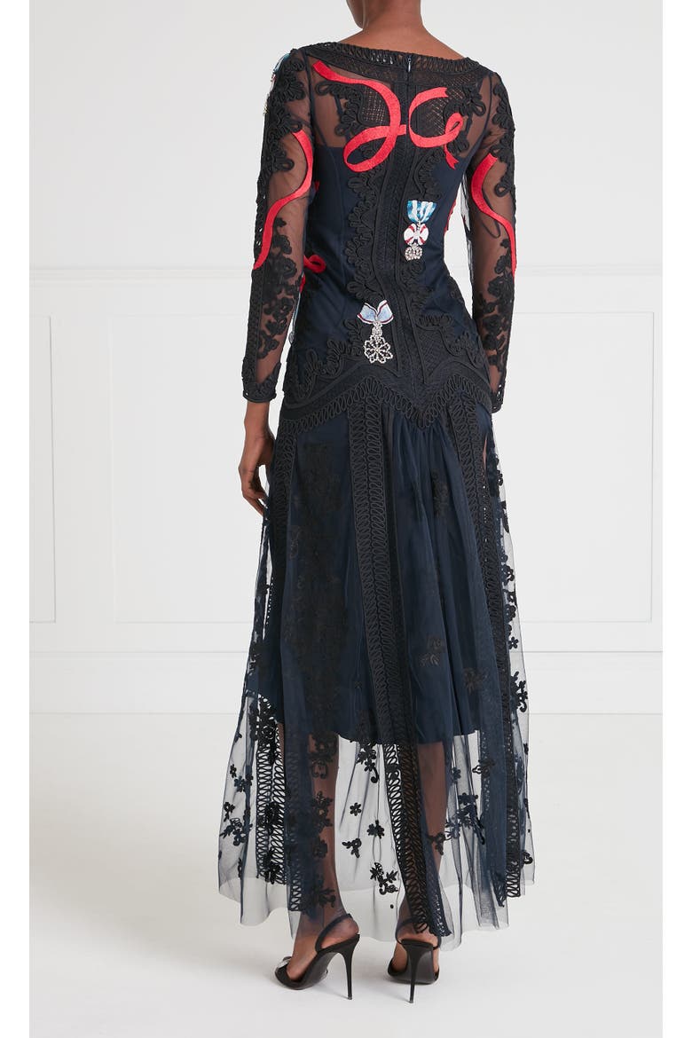 Diamantine Tattoo Dress, Alternate, color, Navy