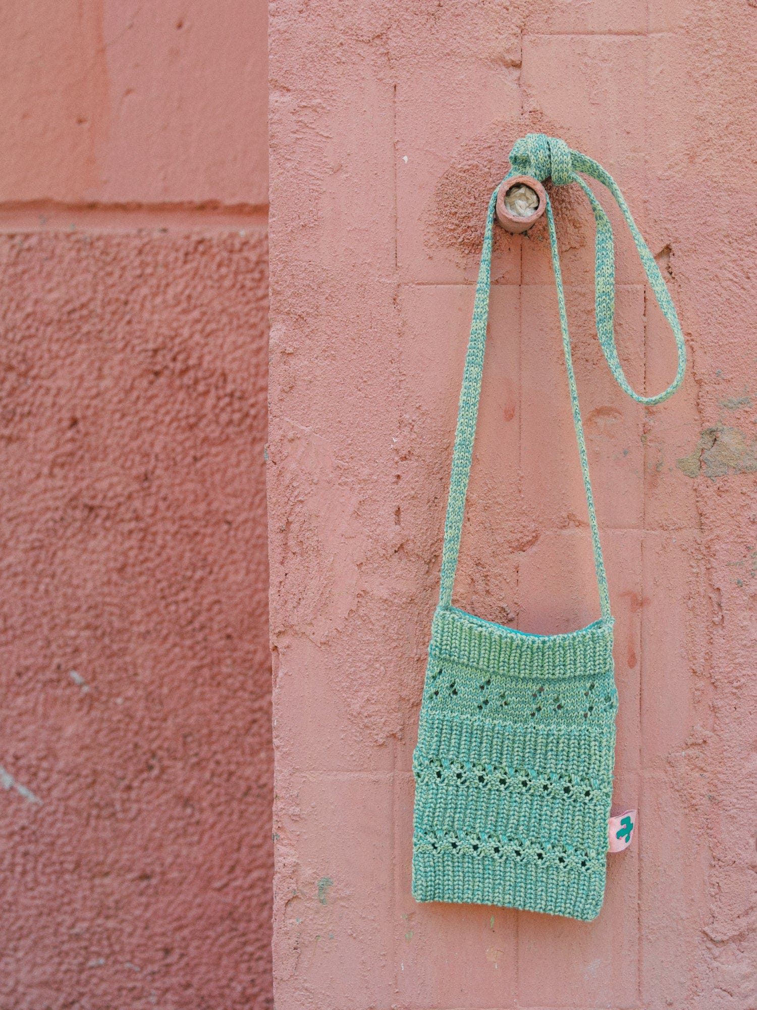 Lost Pattern NYC "Cactus" Crochet Crossbody Phone Bag, Alternate, color, Peppermint
