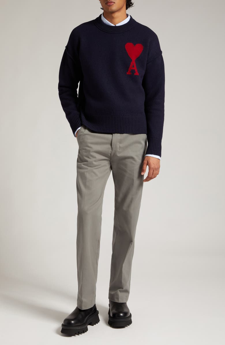 AMI PARIS Classic Ami de Coeur Logo Embroidered Button-Down Shirt, Alternate, color,