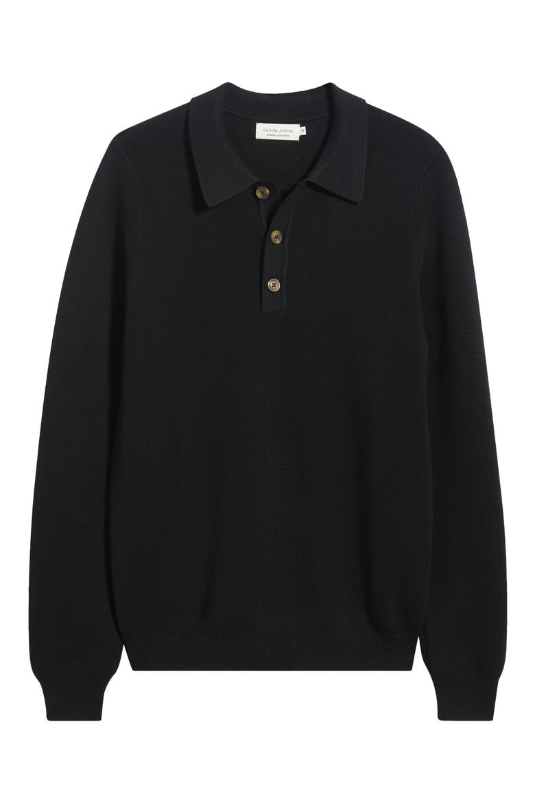 Milano Long Sleeve Polo Sweater, Main, color, BLACK BEAUTY