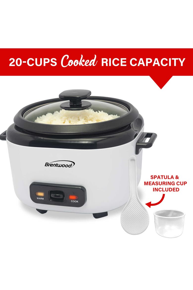 20 Cups Cooked Rice Cooker with Steam Tray, Alternate, color, White
