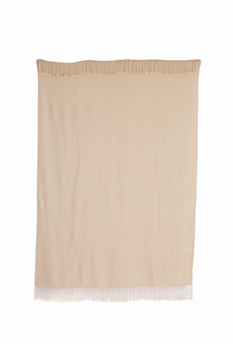Handloomed Wasi Collection - 100% Undyed Baby Alpaca Artisan Weaver All Natural Luxurious Throw Blanket, Alternate, color, Ivory Mist