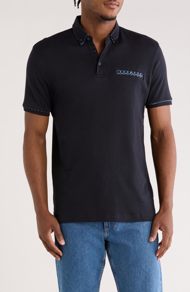 Cactus Man Short Sleeve Cotton Polo, Main, color, Navy
