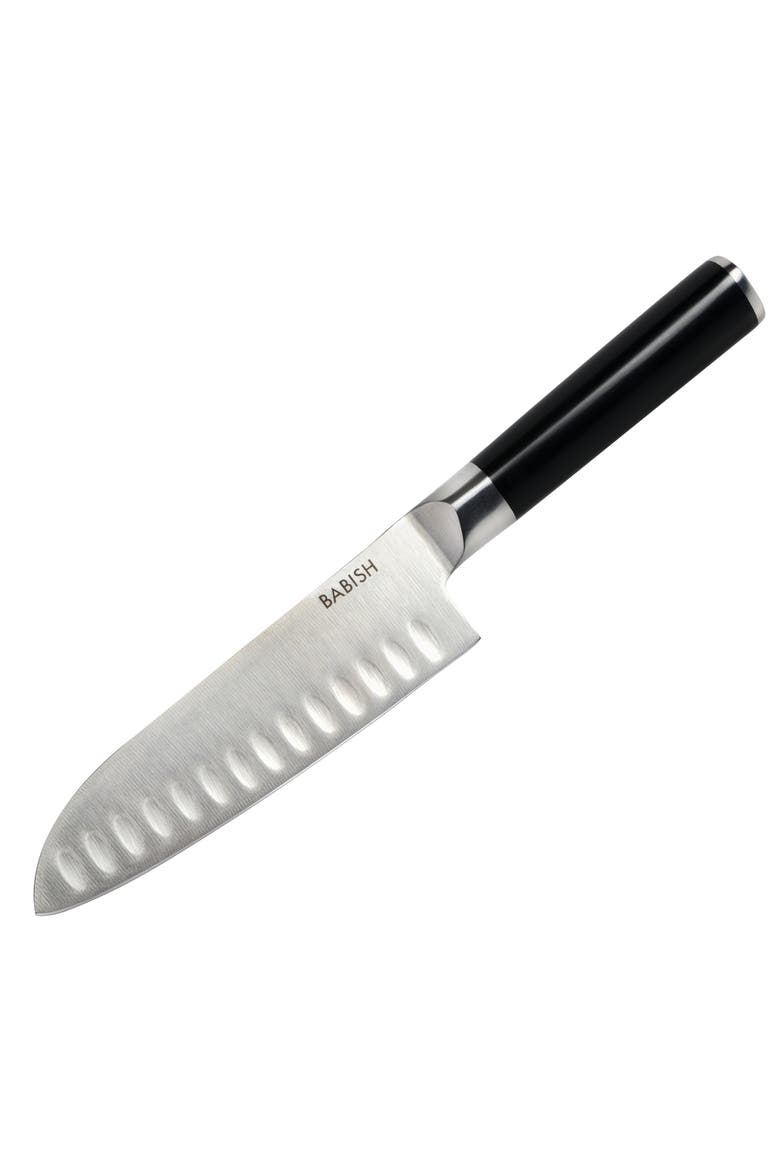 6.5 Inch Stainless Steel Full Tang Santoku Knife Black, Main, color, Black