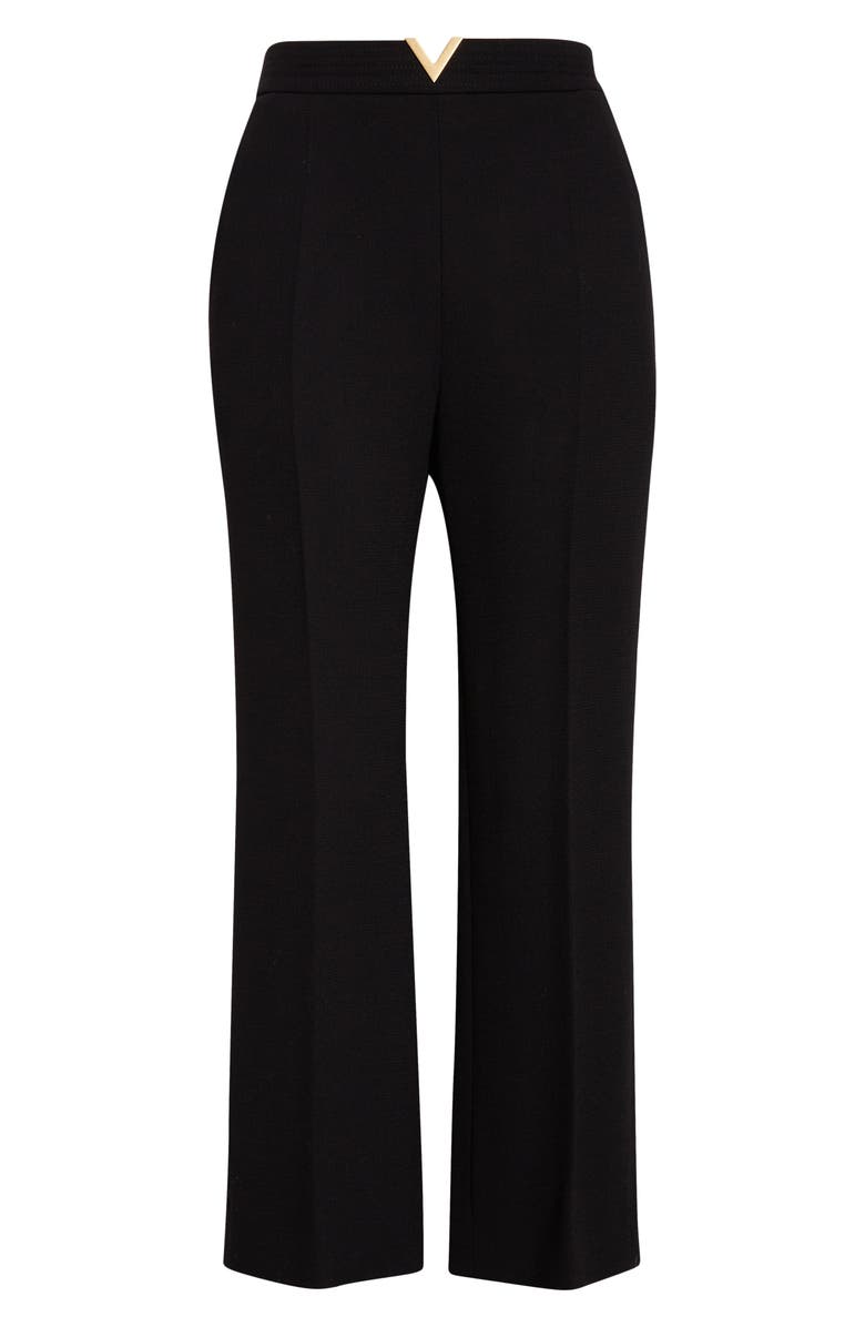 Valentino Wool Crepe Crop Flare Pants, Alternate, color, Black
