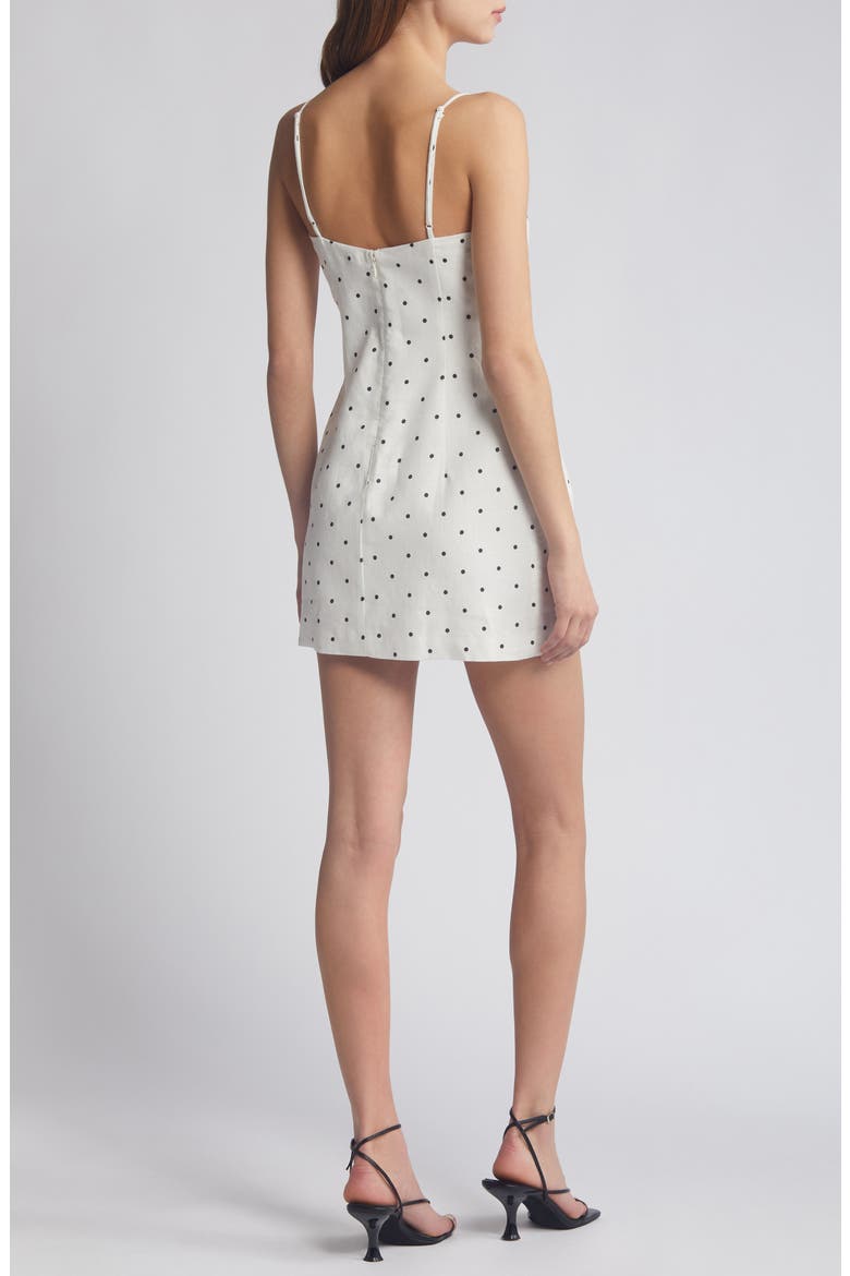 Joie Polka Dot Linen Mnidress, Alternate, color, BLACK/WHITE DOT