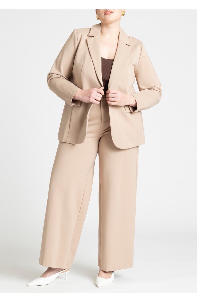 ELOQUII The Ultimate Stretch Long One Button Blazer, Alternate, color, Natural