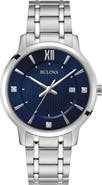 BULOVA Diamond Dial Three Hand Quartz Bracelet Watch, 40mm
