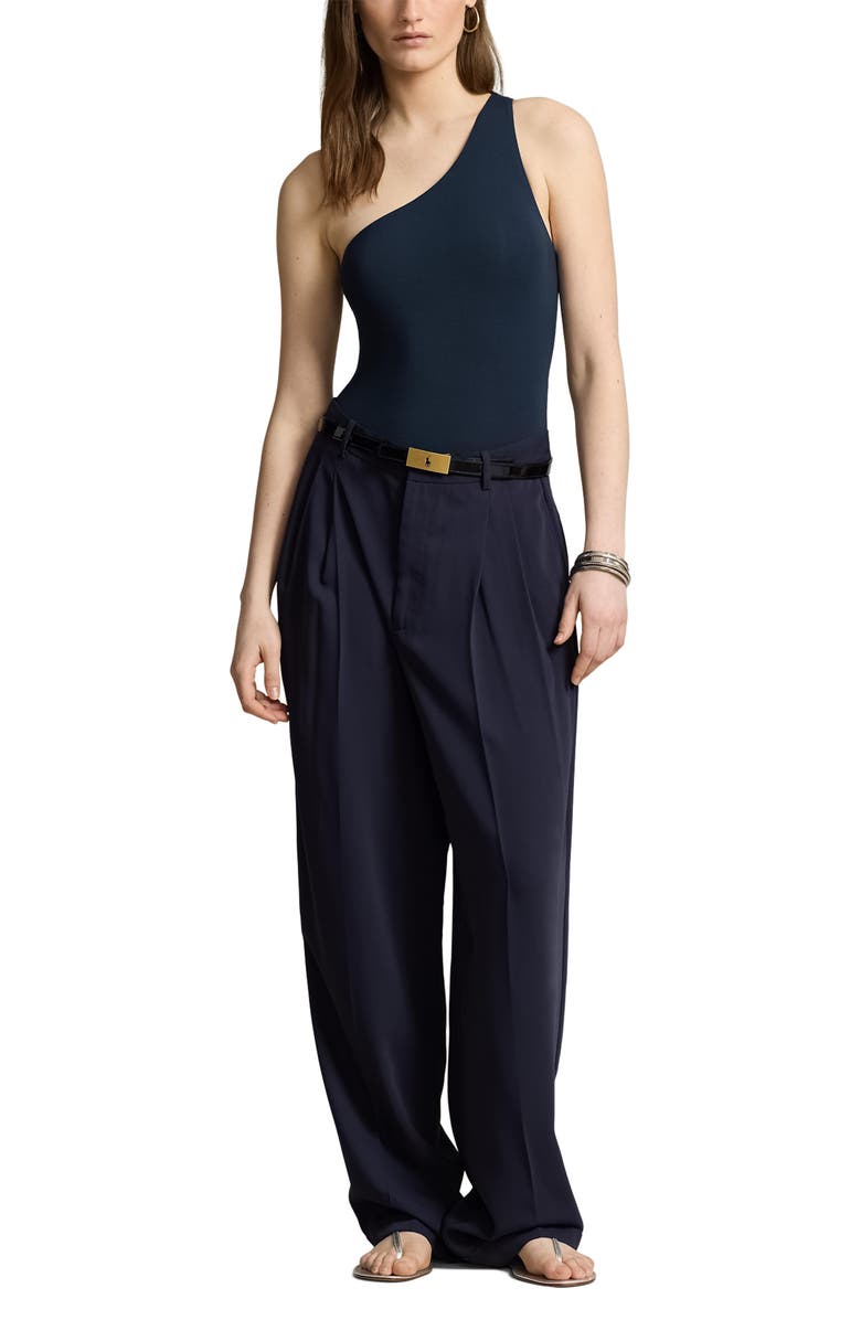 Polo Ralph Lauren Reform One-Shoulder Jersey Bodysuit, Alternate, color, Aviator Navy