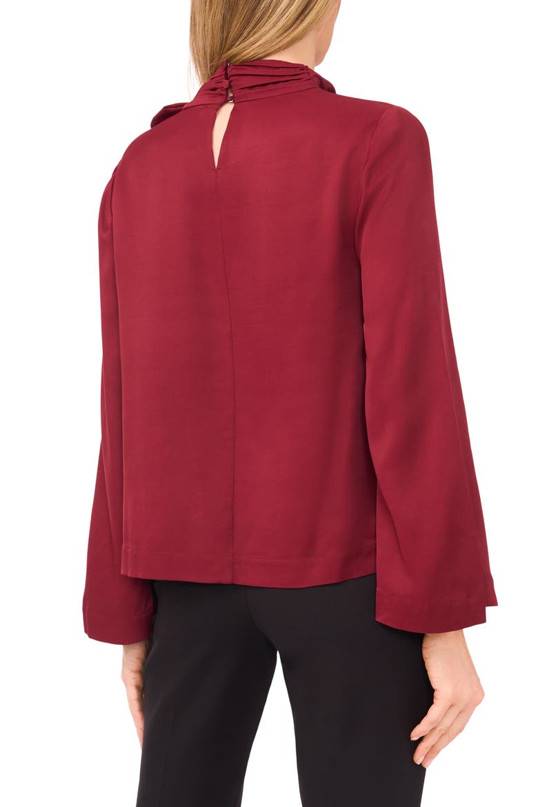 Tie Neck Twill Top, Alternate, color, TAWNY PORT