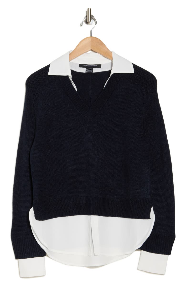 French Connection Babysoft Mixed Media Twofer Sweater, Alternate, color,