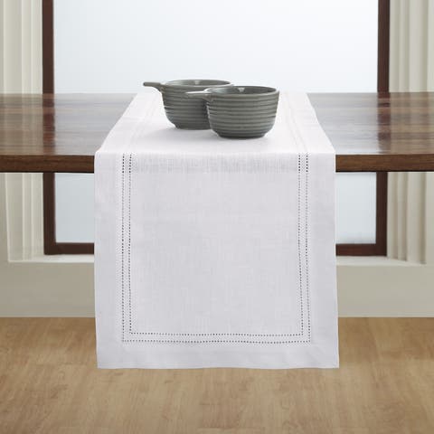 Linen Table Runner for Dining Table, Holiday and Everyday Table Decor - Linen Double Hemstitch